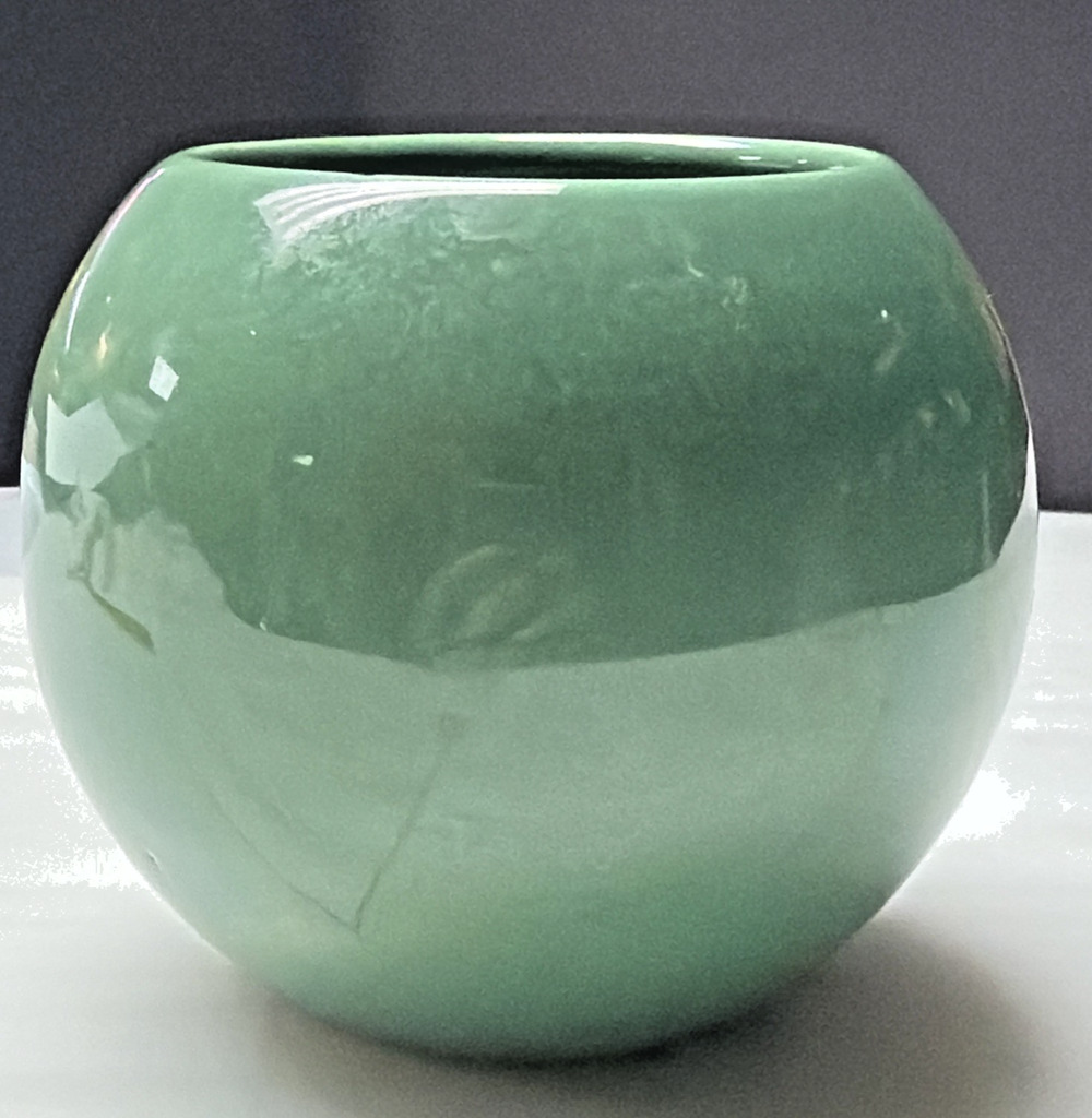 MCM Haeger Pottery Orb Spherical Ball Planter Vase As Is Green